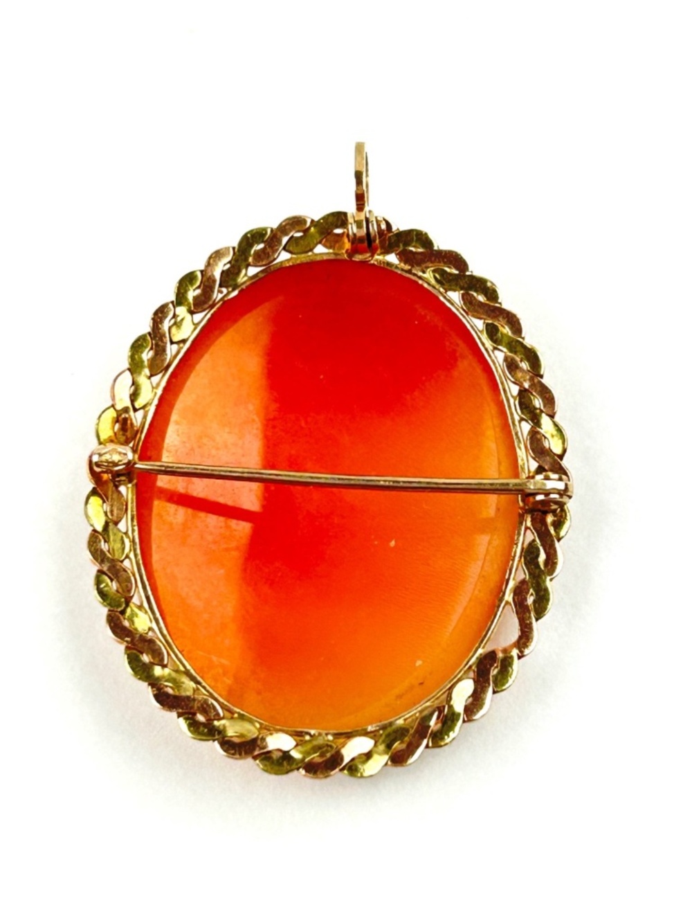 Antique Cameo Carved Shell 10K Gold Filled Brooch Pendant Signed EMESCO - Picture 4 of 7